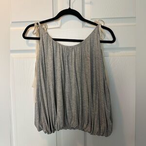 Gray Women's Bubble Tank Top with adjustable garter straps